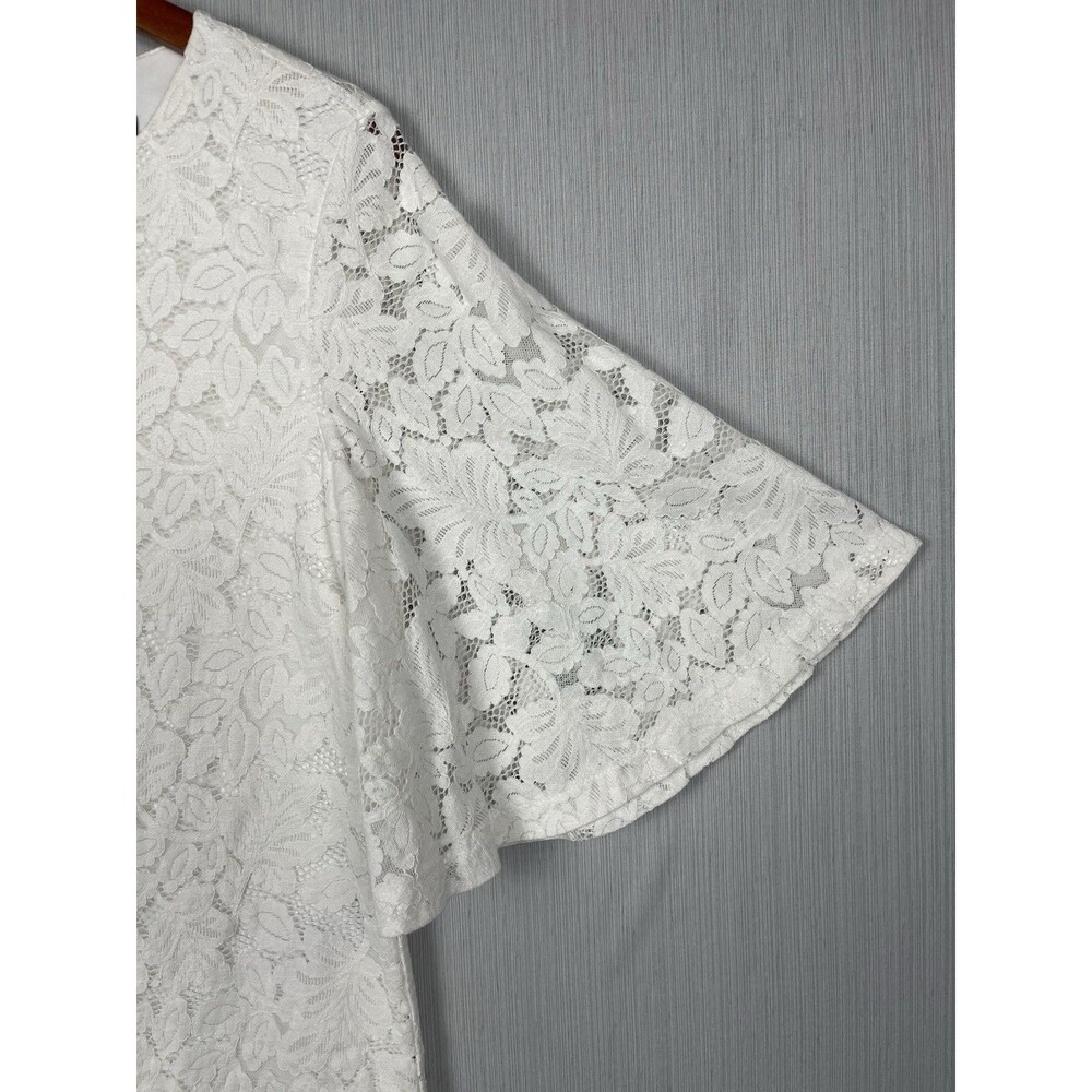 Banana Republic Lace Blouse Women S White Bell Sleeve Fully Lined Romantic - Picture 6 of 10